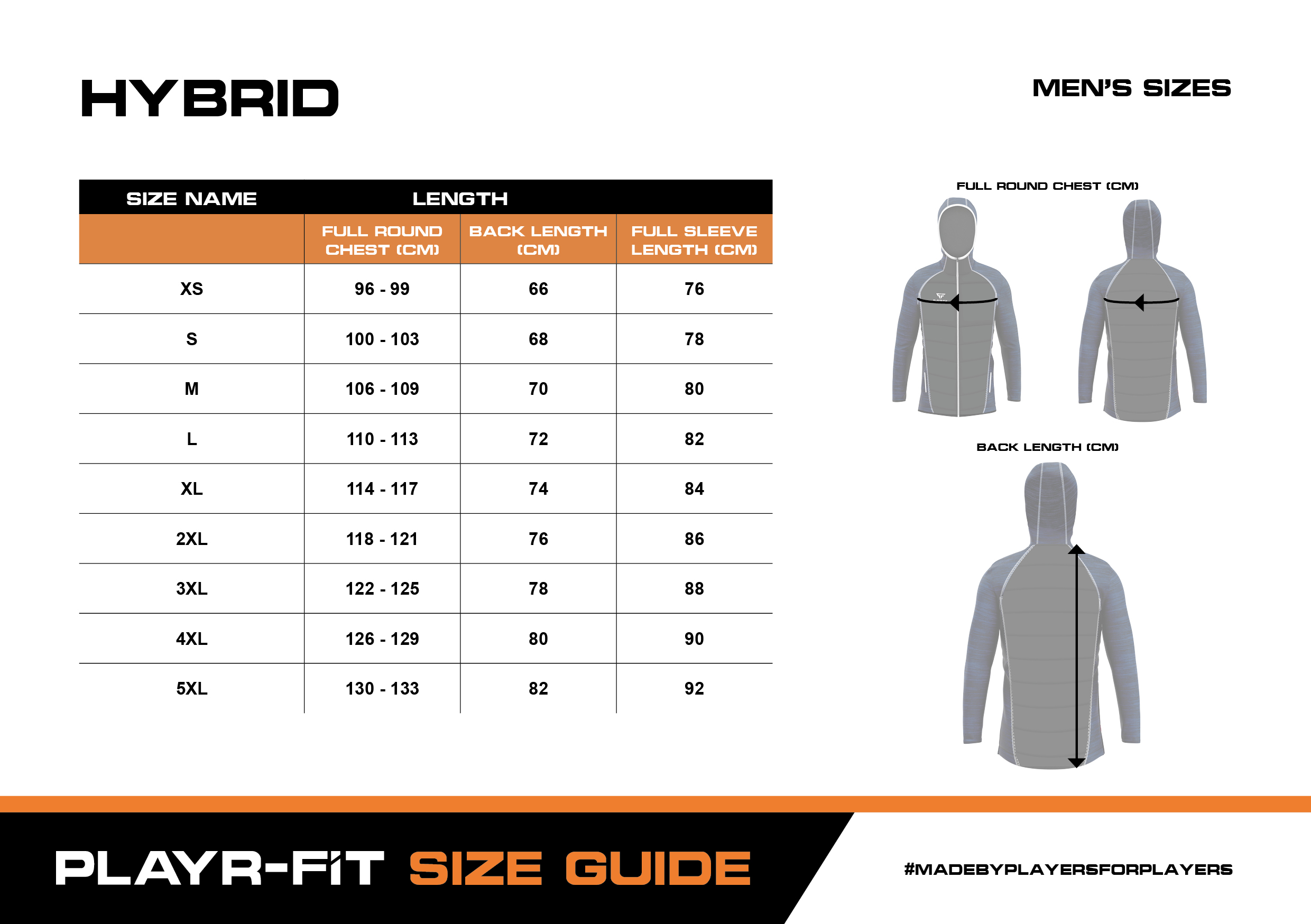 Size Guides - PLAYR-FIT - Ireland & UK